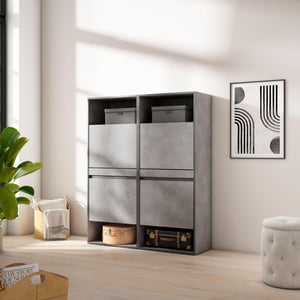 Scarpiera, 120x35x145cm, Camera da letto, Armadio, grigio cemento RF3522