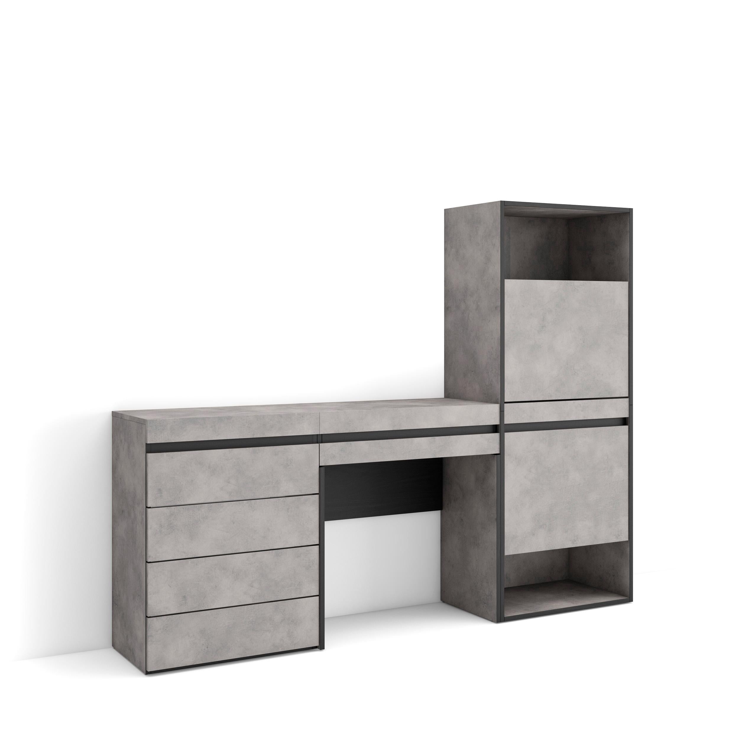 Scarpiera, 187x35x145cm, Camera da letto, Cassettiera, Tavolo da toeletta, grigio cemento RF3518