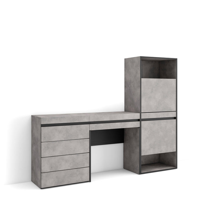 Scarpiera, 187x35x145cm, Camera da letto, Cassettiera, Tavolo da toeletta, grigio cemento RF3518