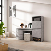 Scarpiera, 187x35x145cm, Camera da letto, Cassettiera, Tavolo da toeletta, grigio cemento RF3518