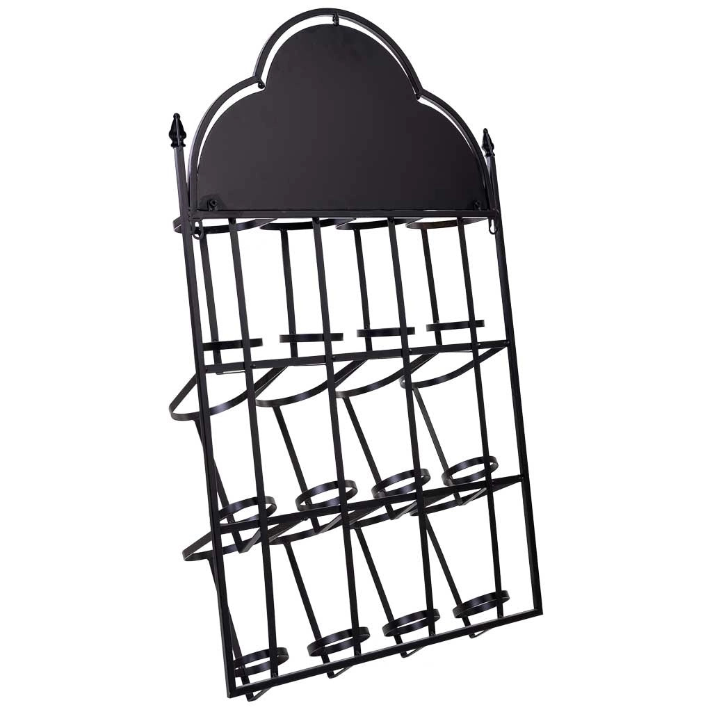 Portabottiglie da parete in metallo per 8 bottiglie 53x17x90h cm