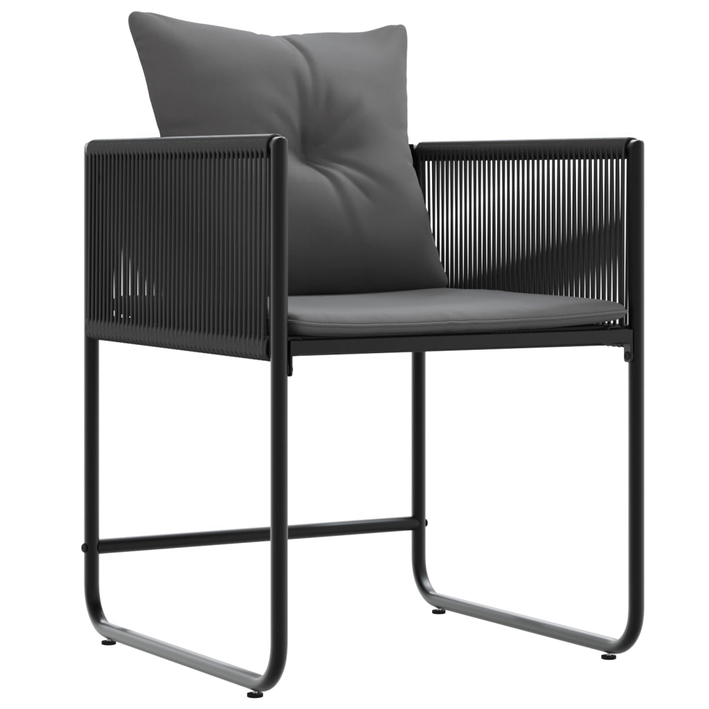 Sedi da Giardino con Cuscini 4 pcs Nero Rattan Polimerico