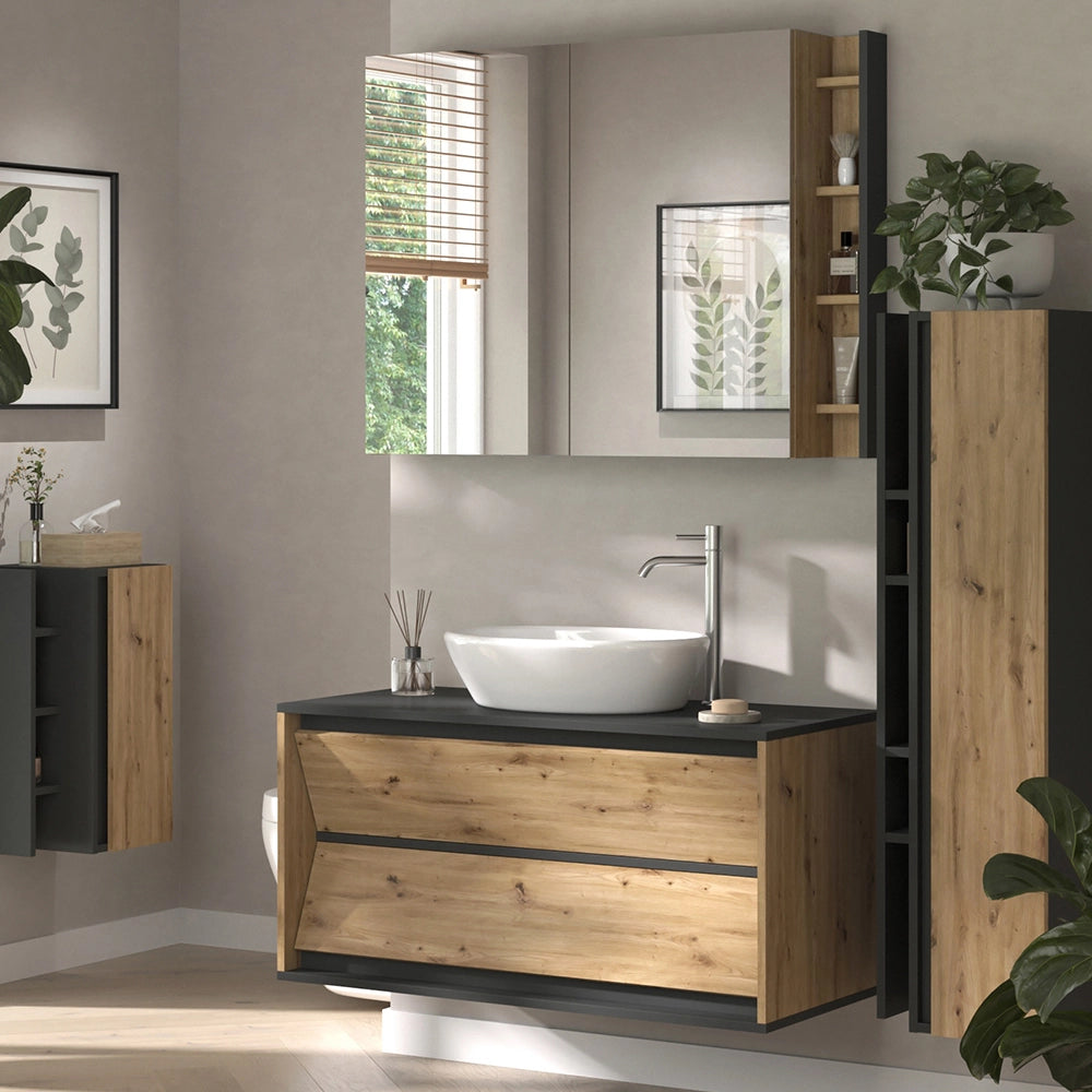 Vicco Set di mobili da bagno Antracite/Artisan 4 parti