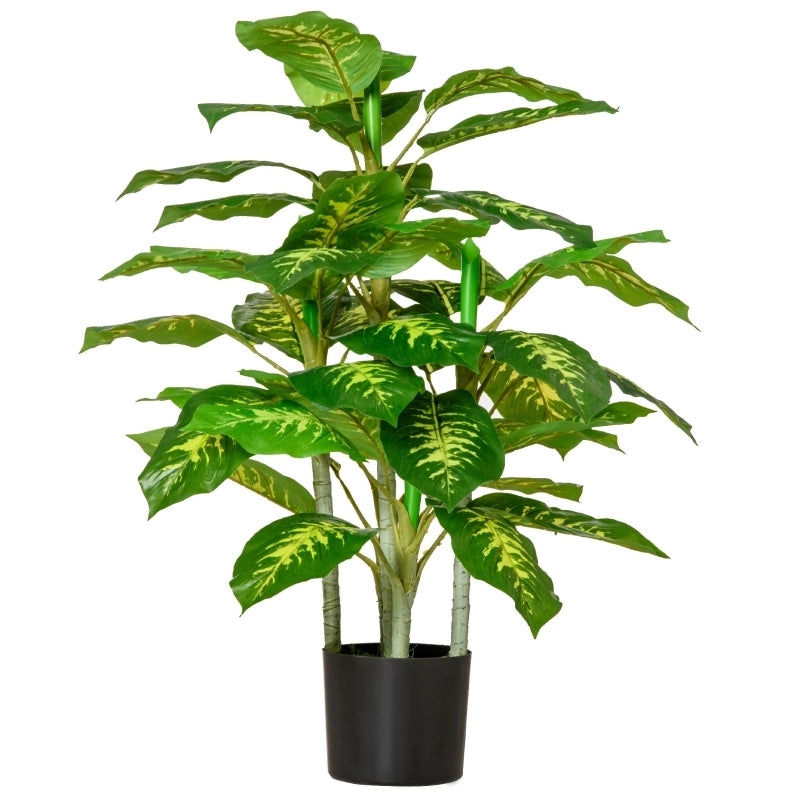 Pianta Artificiale Dieffenbachia 95 cm con Vaso in Cemento Verde per Interni ed Esterni