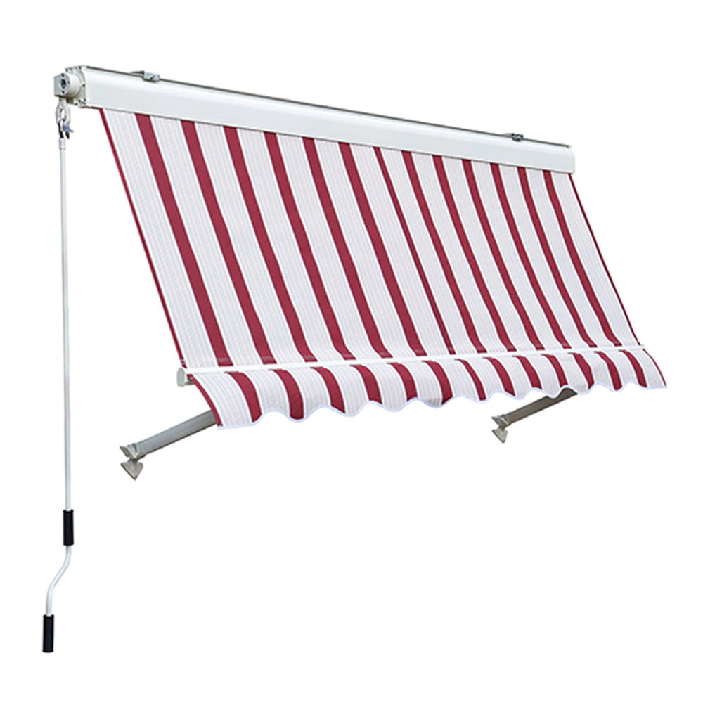 Tenda da Sole per Balcone a Caduta Cassonata Sangiorgio Colore: Rigato Bordeaux/Crema, Formato: 4 x 3 m