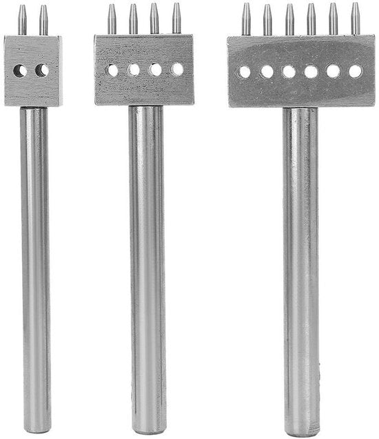 Set per fori di cinturino in pelle - Utile per progetti DIY - Strumenti per fori di cinturino - Adatto per portafogli e cinturini - Nero - Strumenti per lavori in pelle - Facili da utilizzare - 3 pezzi (6mm di distanza)