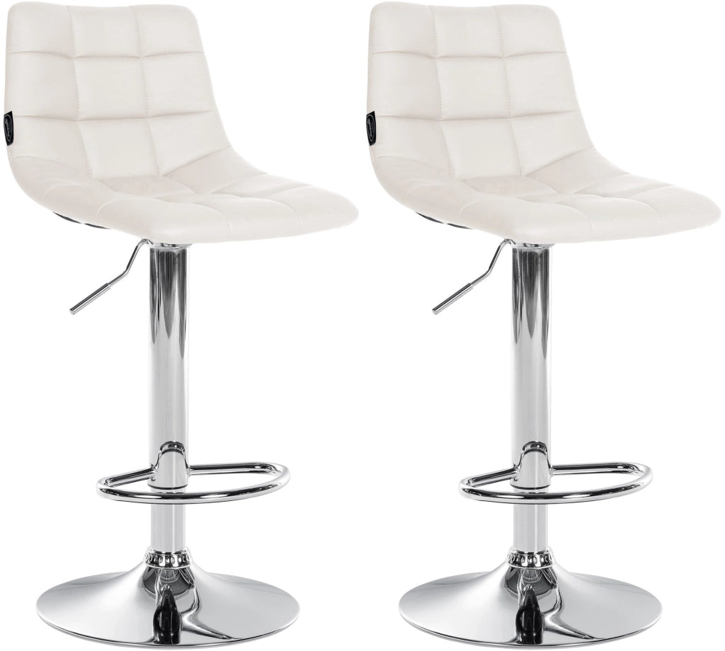 Set di 2 sgabelli da bar Jerry in similpelle bianco,cromo