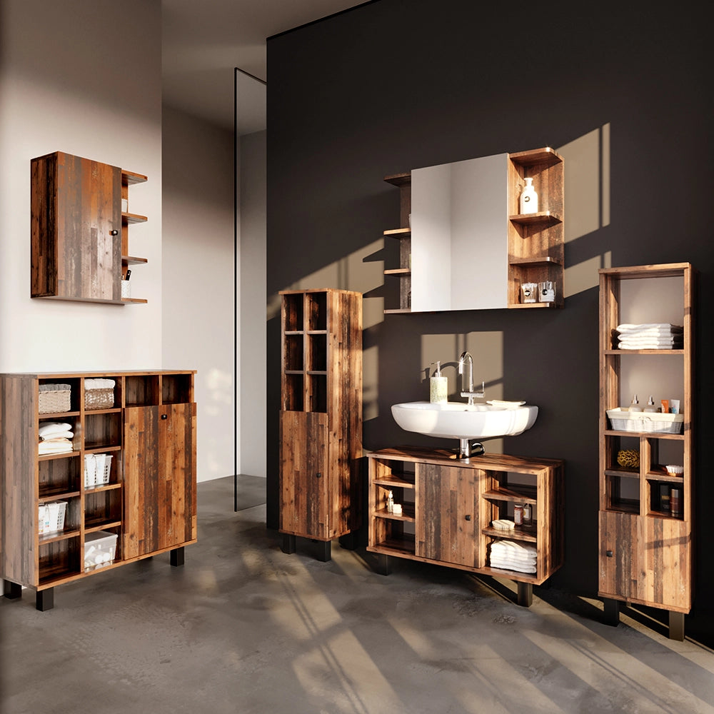 Vicco Set mobili bagno Rovere rustico 3 parti