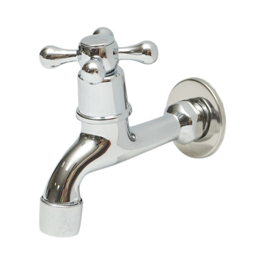 Rubinetto per acqua di servizio, montaggio a parete, acciaio inox, cromo lucido