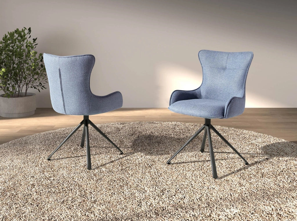 Sedia girevole in tessuto blu