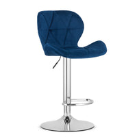 Sgabello in velluto VALORA WEST - Blu navy - Base cromata x 2