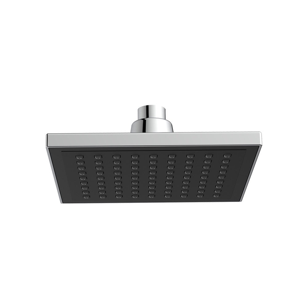 Soffione quadro 16x16 cm cromato con faccia nera - Serie Square