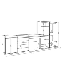 Scarpiera, 297x35x145cm, Camera da letto, Armadio Aperto, Cassettiera, Tavolo da toeletta, colore Rovere RF3540