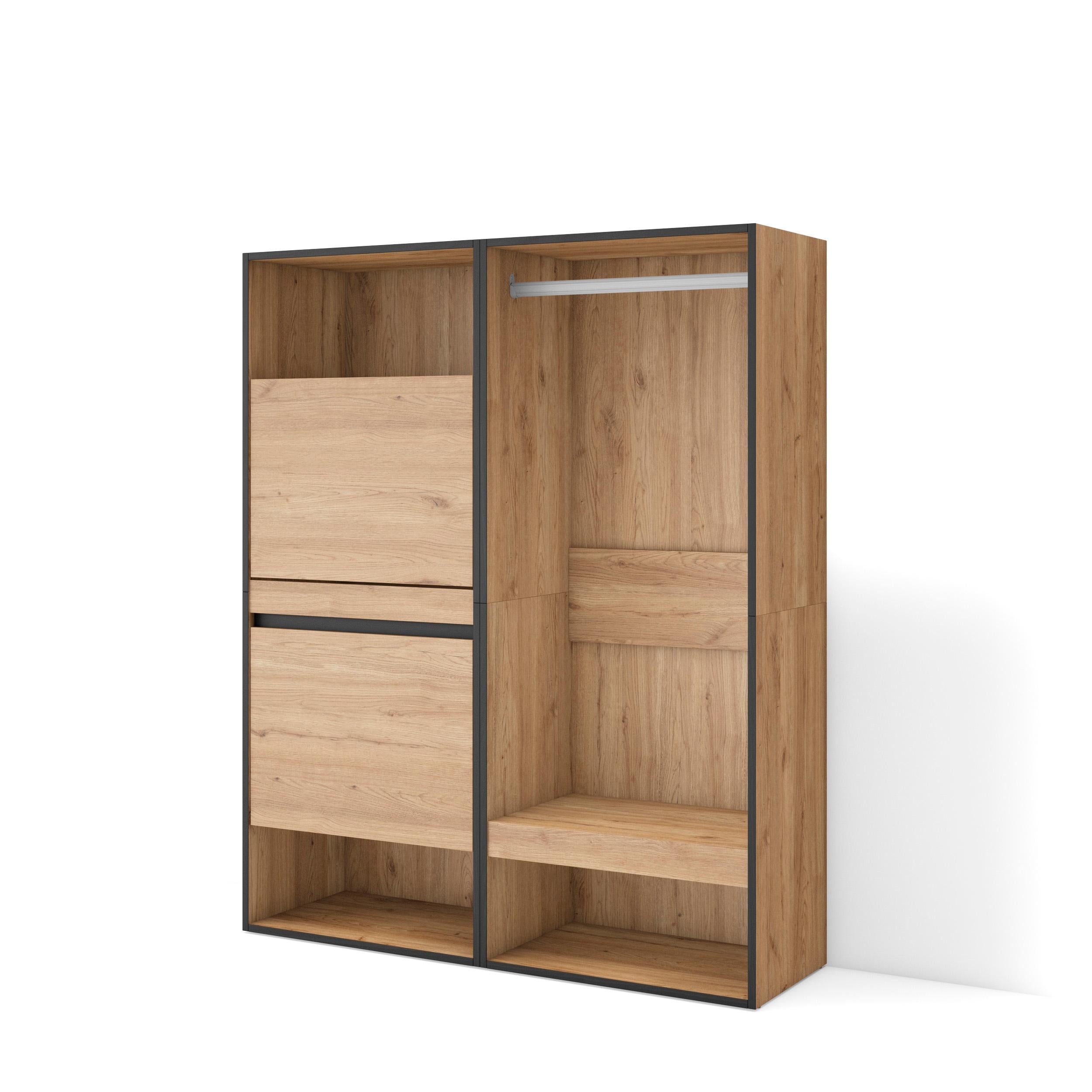 Scarpiera, 120x35x145cm, Camera da letto, Armadio Aperto, colore Rovere RF3538