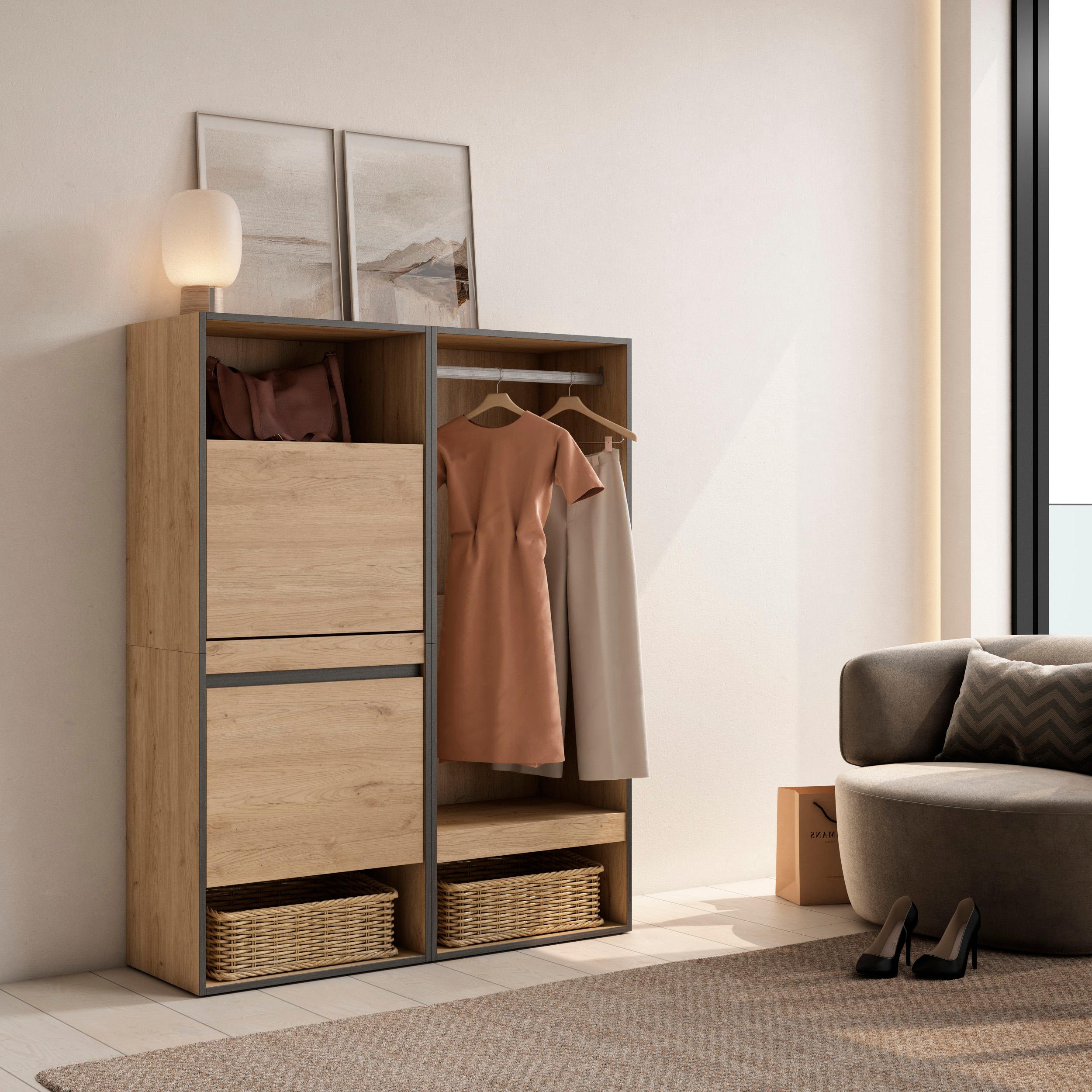 Scarpiera, 120x35x145cm, Camera da letto, Armadio Aperto, colore Rovere RF3538