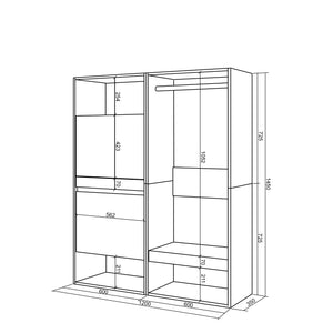 Scarpiera, 120x35x145cm, Camera da letto, Armadio Aperto, colore Rovere RF3538