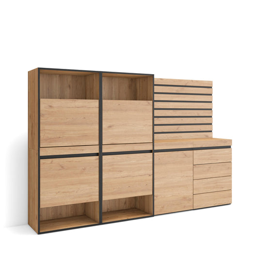 Scarpiera, 227x35x145cm, Camera da letto, Cassettiera, Pannelli Decorativi, colore Rovere RF3548