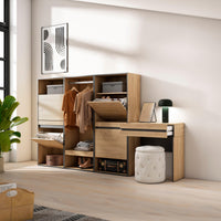 Scarpiera, 250x35x145cm, Camera da letto, Armadio Aperto, Tavolo da toeletta, colore Rovere RF3550