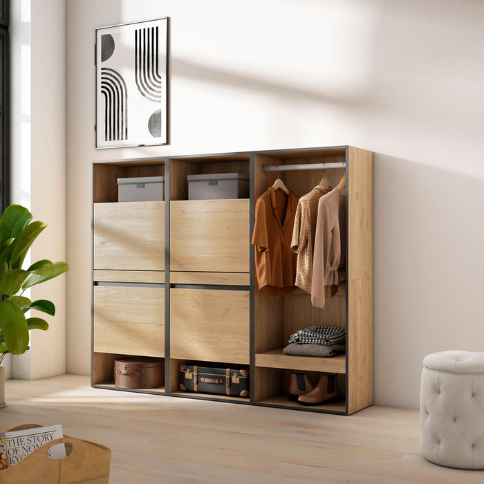 Scarpiera, 180x35x145cm, Camera da letto, Armadio Aperto, colore Rovere RF3549