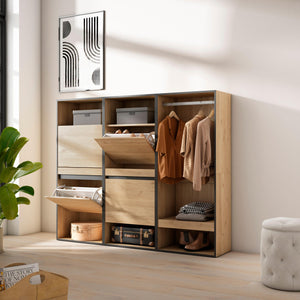 Scarpiera, 180x35x145cm, Camera da letto, Armadio Aperto, colore Rovere RF3549