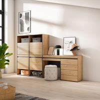 Scarpiera, 247x35x145cm, Camera da letto, Cassettiera, Tavolo da toeletta, colore Rovere RF3547