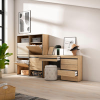 Scarpiera, 247x35x145cm, Camera da letto, Cassettiera, Tavolo da toeletta, colore Rovere RF3547