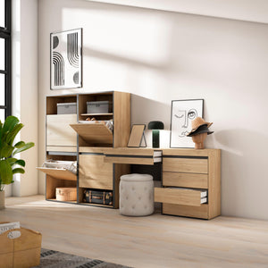 Scarpiera, 247x35x145cm, Camera da letto, Cassettiera, Tavolo da toeletta, colore Rovere RF3547