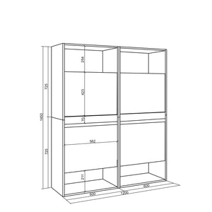 Scarpiera, 120x35x145cm, Camera da letto, Armadio, colore Rovere RF3543