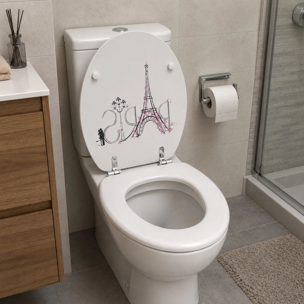 Sedile Copriwater MDF Stampa Torre Eiffel Parigi Universale 43x38 cm 87098