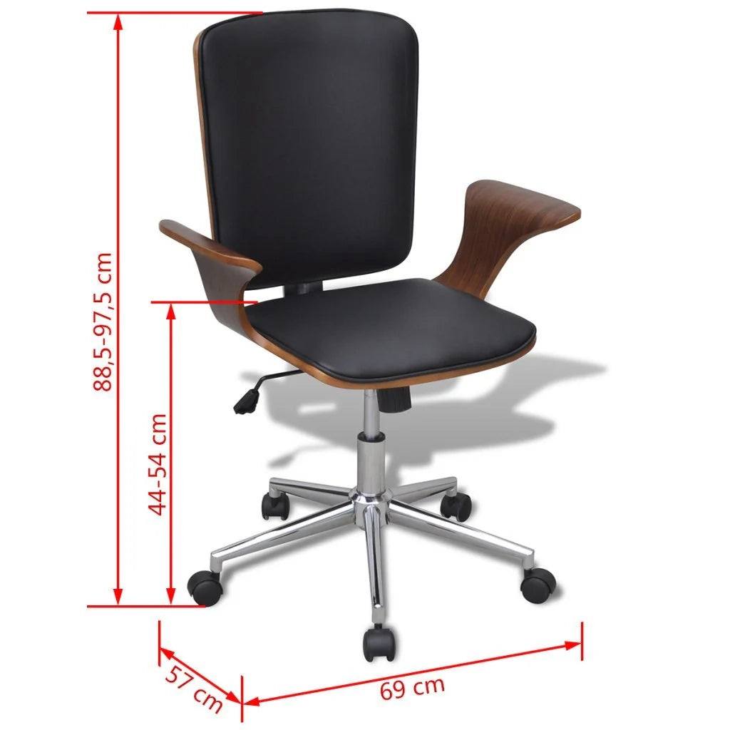 Sedia girevole da ufficio in legno curvato con rivestimento in similpelle 0502045