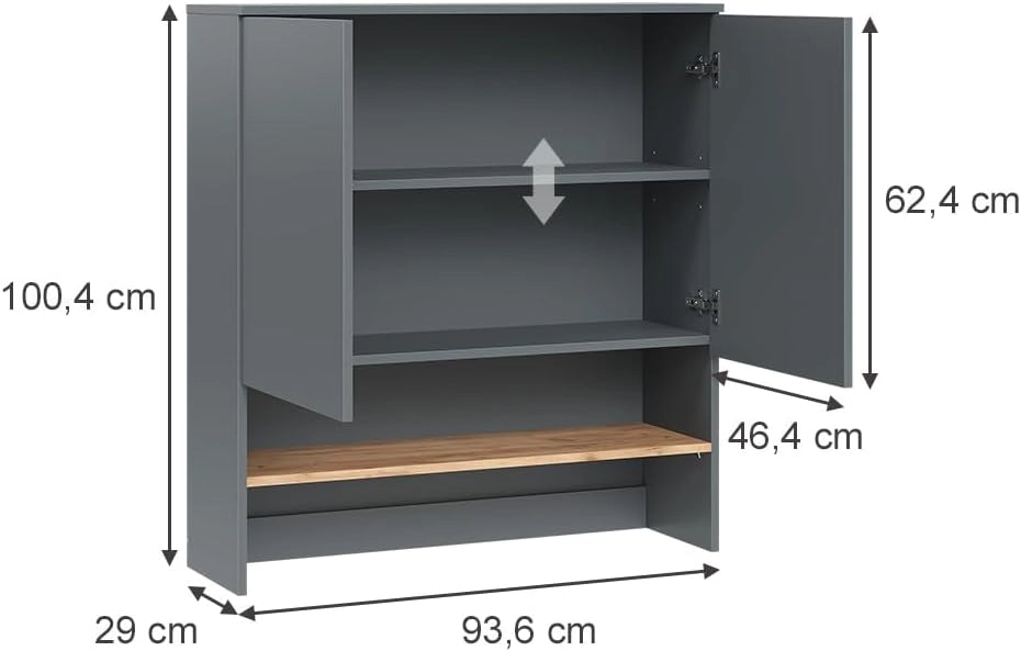 Mobile lavatrice Viktor, Antracite/quercia dorata, 93.6 x 100.4 cm