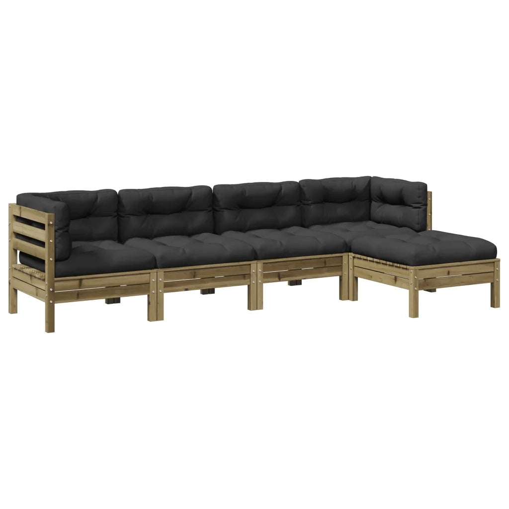 Set Divani da Giardino 5pz con Cuscini Legno Impregnato di Pino 3299395