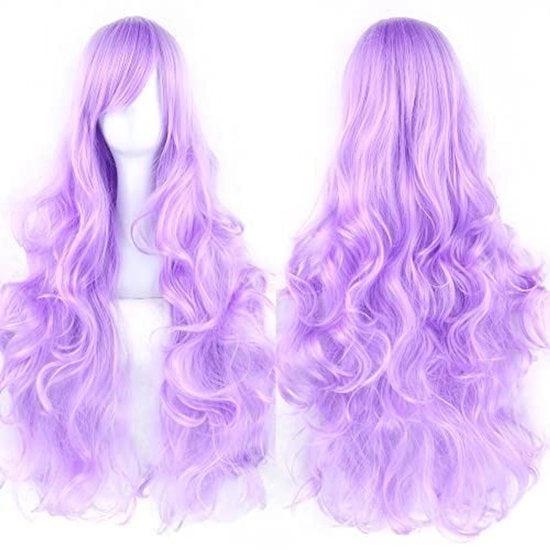 Pruika per Cosplay 80cm - Capelli in Sintetico Krullante - Resistente al Calore - Liscio Naturale - Per Donne - Con Coda di Cavallo