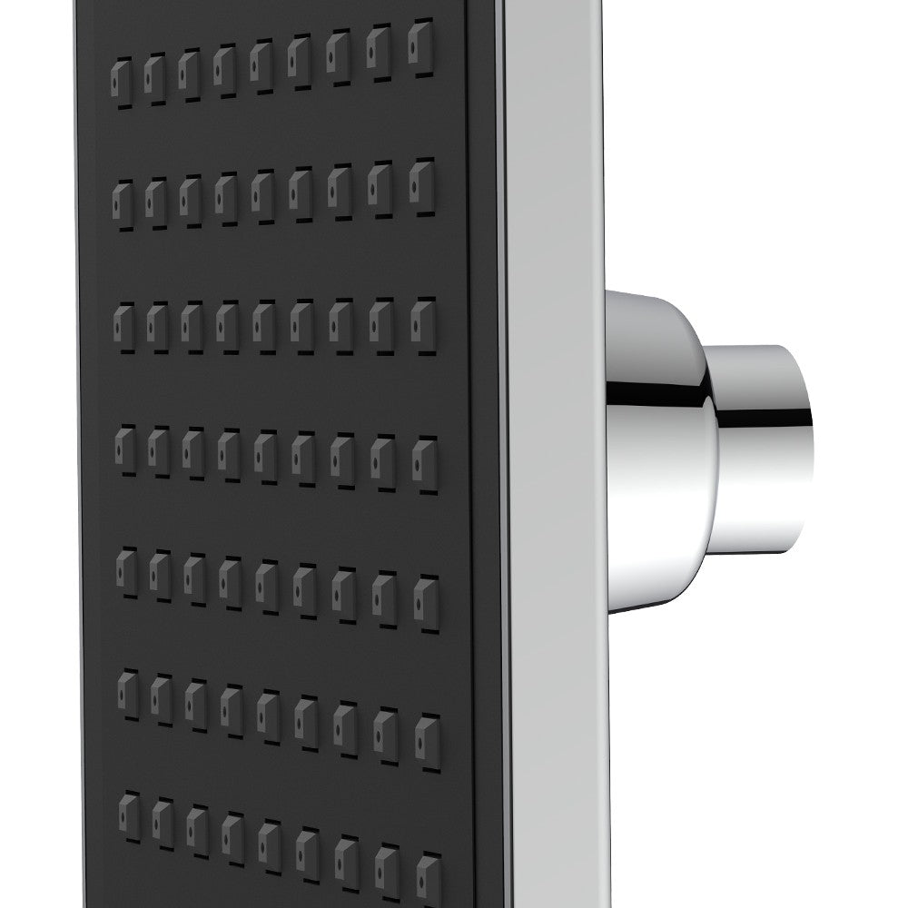 Soffione quadro 16x16 cm cromato con faccia nera - Serie Square