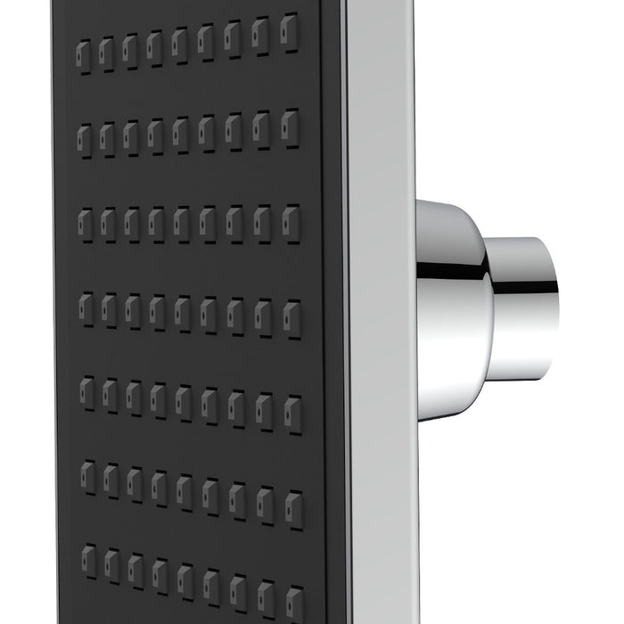 Soffione quadro 16x16 cm cromato con faccia nera - Serie Square