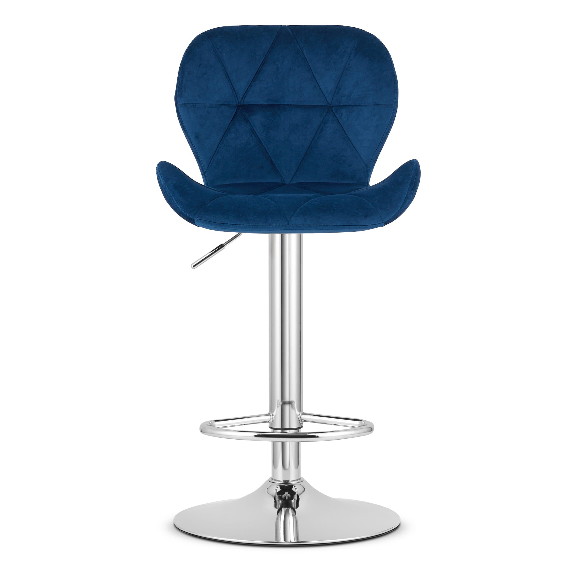 Sgabello in velluto VALORA WEST - Blu navy - Base cromata x 2