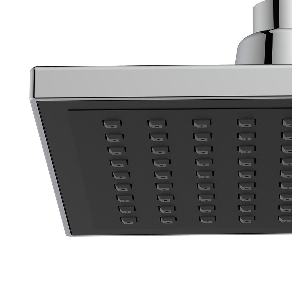 Soffione quadro 16x16 cm cromato con faccia nera - Serie Square