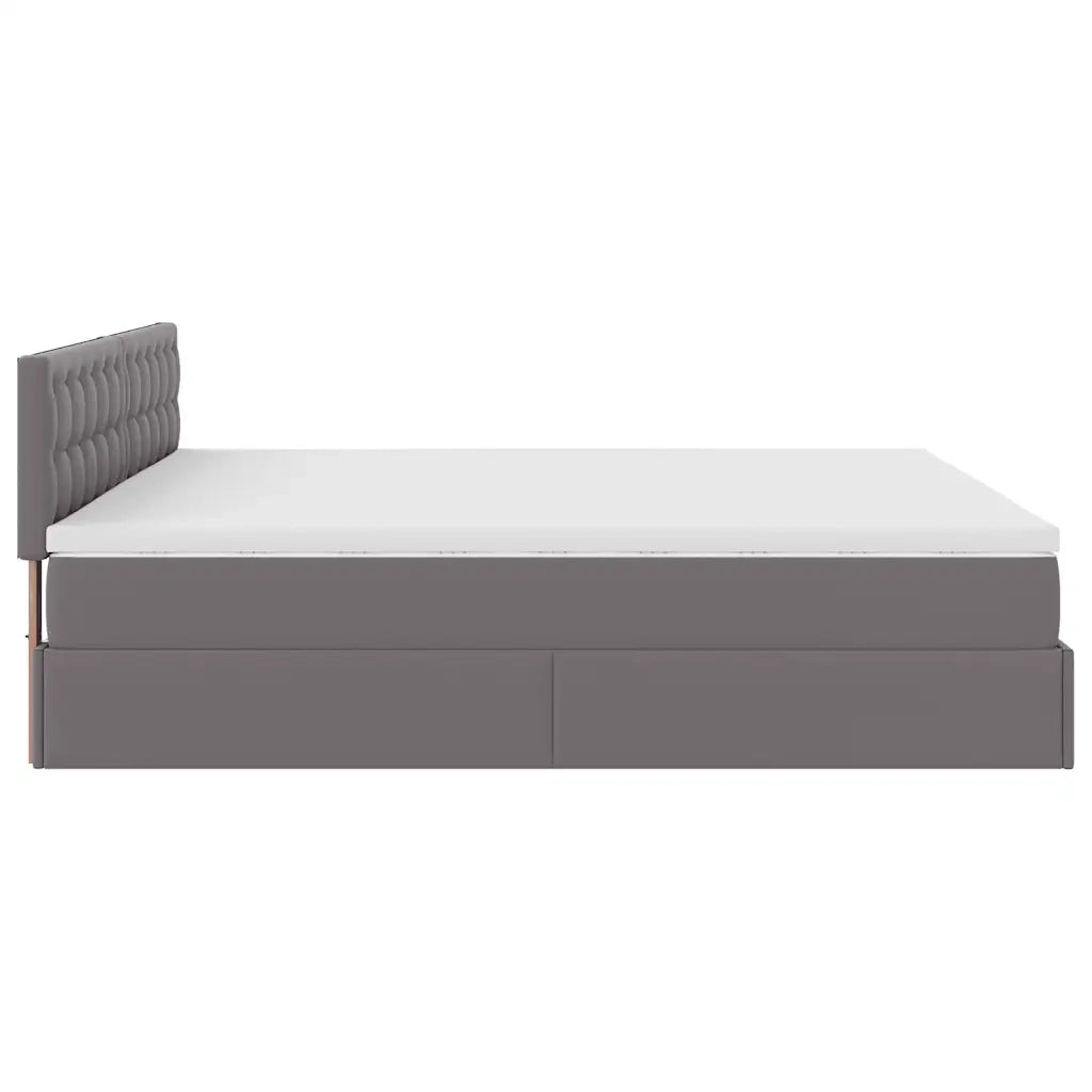Struttura Letto Pouf con Materassi Grigio 200x200 cm Similpelle 3311326