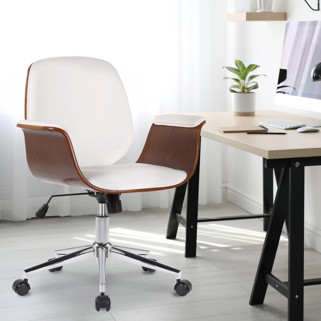 Sedia ufficio Kemberg in similpelle Noce/bianco