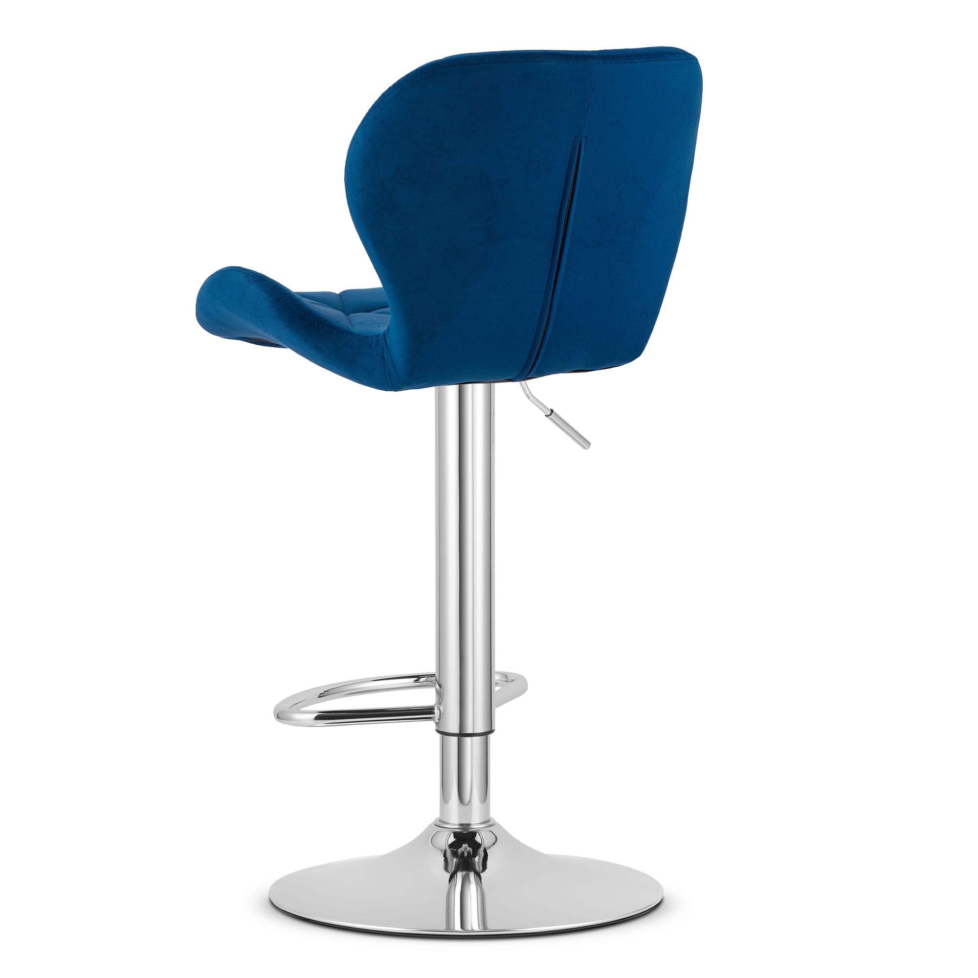 Sgabello in velluto VALORA WEST - Blu navy - Base cromata x 2