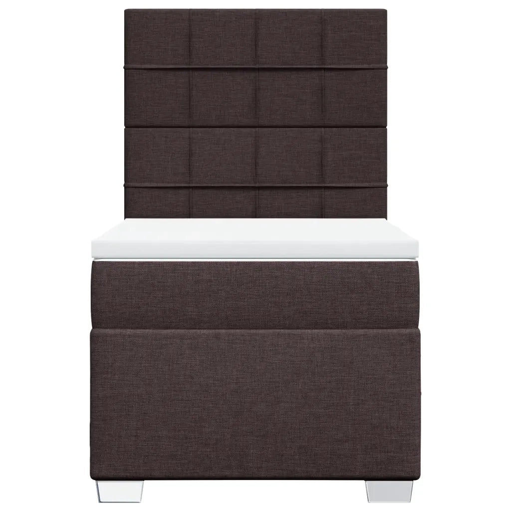 Giroletto a Molle con Materasso Marrone Scuro 100x200cm Tessuto