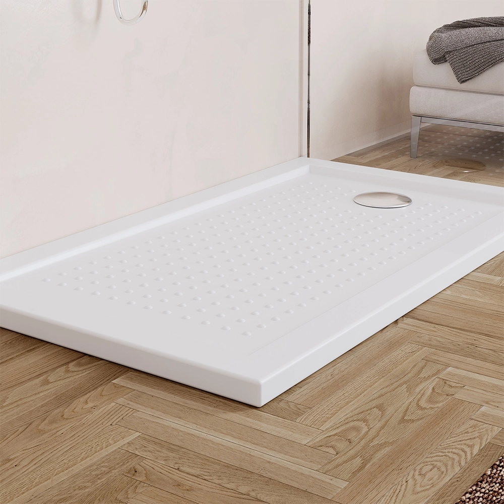 Piatto doccia 80x120 in acrilico bianco lucido design antiscivolo | Tikos