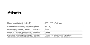 Camino a Bioetanolo da Pavimento 65x34x90 cm 2000W 1,5L Atlanta Nero