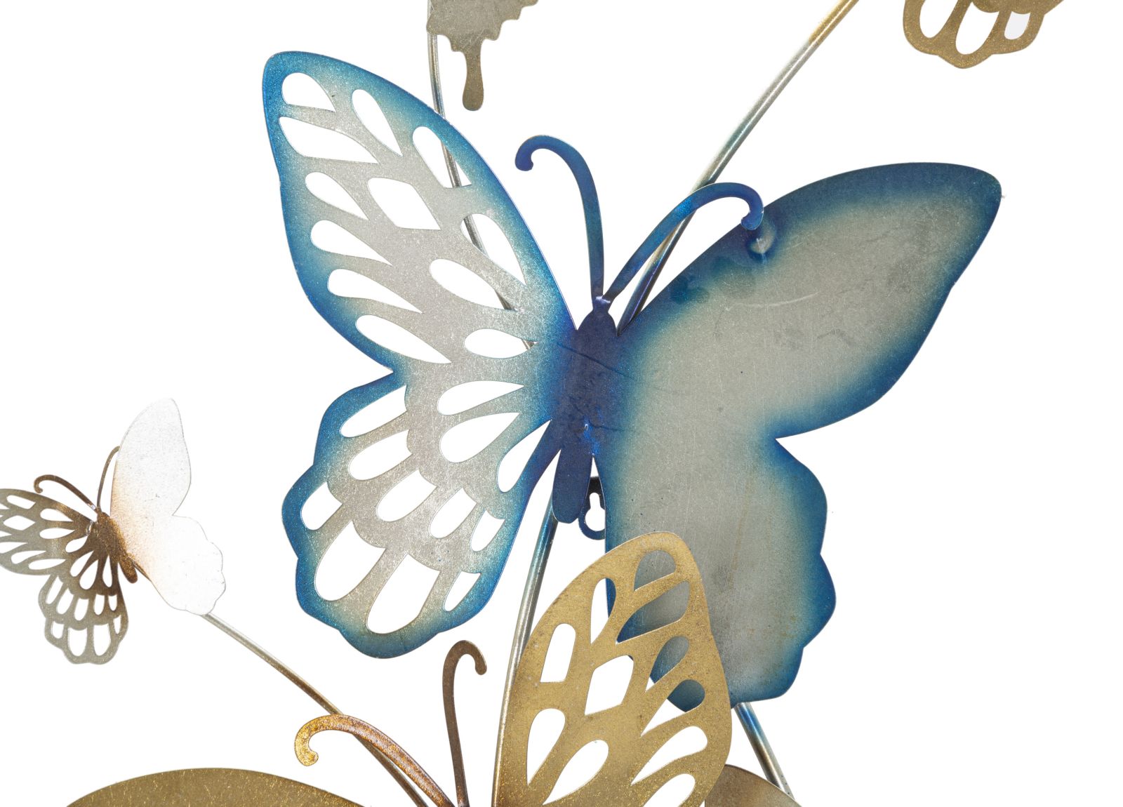Pannello da Muro Farfalle Oro e Celeste C 59,5x4x111,5 cm in Ferro