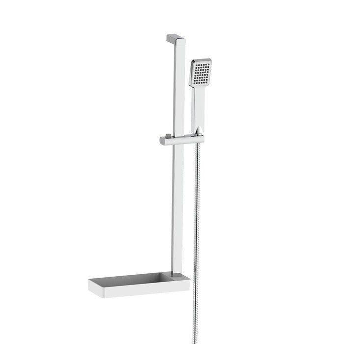 Saliscendi 1 getto cromato con mensola bianca in abs - Serie Tilos