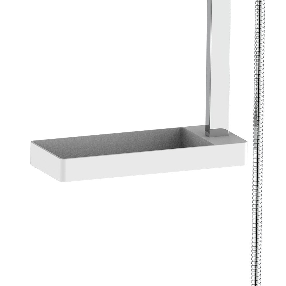 Saliscendi 1 getto cromato con mensola bianca in abs - Serie Tilos