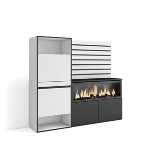 Scarpiera, 167x35x145cm, Camera da letto, Camino elettrico XXL, Pannelli Decorativi, Bianco RF3553