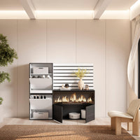 Scarpiera, 167x35x145cm, Camera da letto, Camino elettrico XXL, Pannelli Decorativi, Bianco RF3553