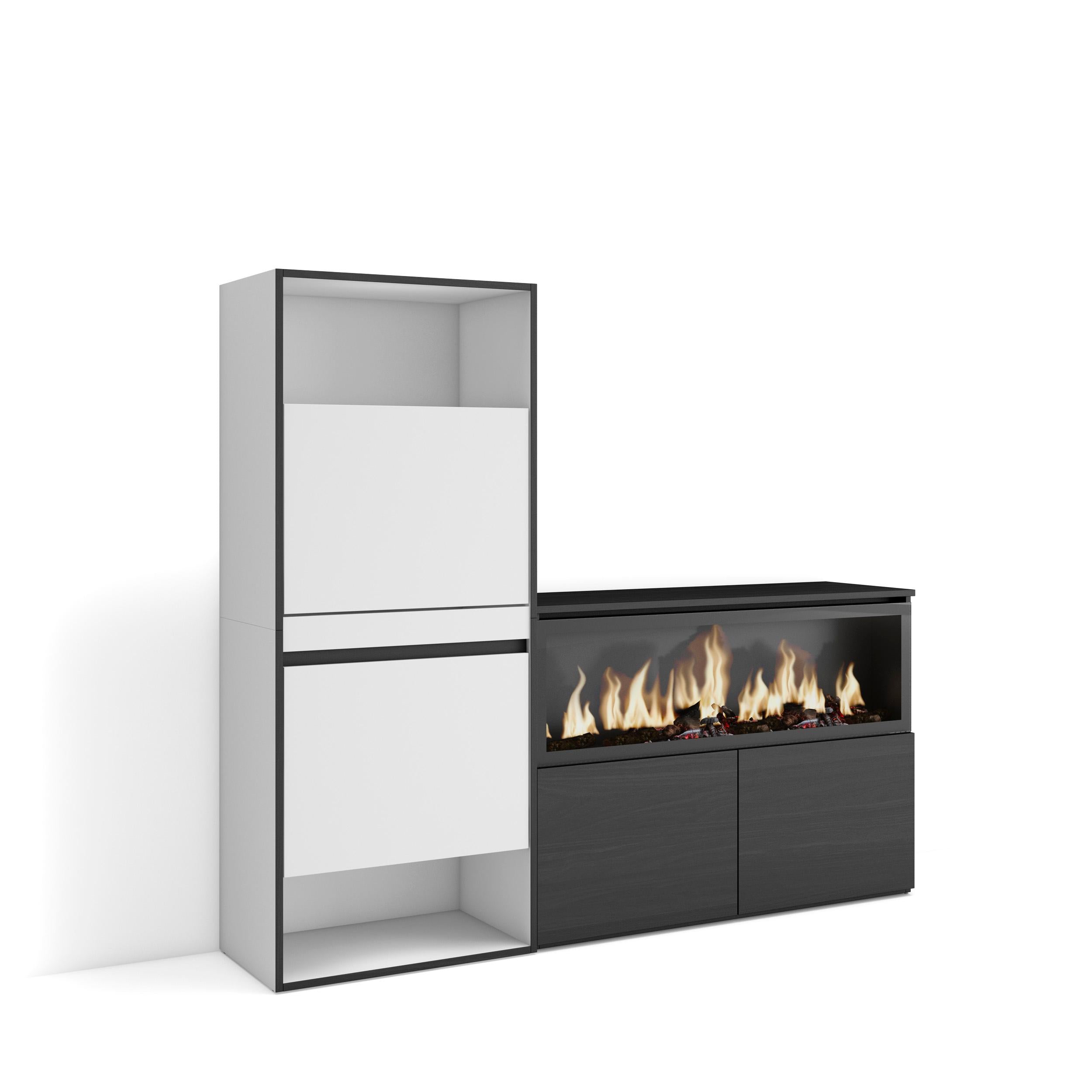 Scarpiera, 167x35x145cm, Camera da letto, Camino elettrico XXL, Bianco RF3552