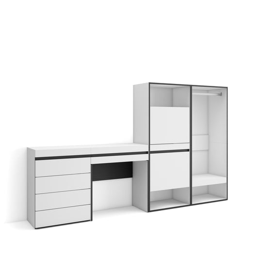 Scarpiera, 247x35x145cm, Camera da letto, Armadio Aperto, Cassettiera, Tavolo da toeletta, Bianco RF3500